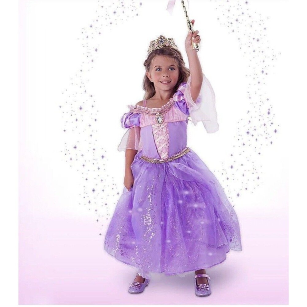 Disney Store Princess Rapunzel Deluxe Light Up Costume Tiara Wand Size 5/6 FLAW - Picture 3 of 15